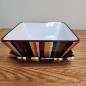 Pampered Chef Simple Additions  7 1/4" Square Bowl and 7 " Plate Stripe Pattern